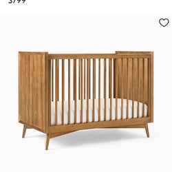 West Elm Mid-Century Convertible Crib + toddler bed conversion kit in Acorn