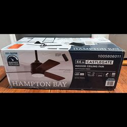 Hampton Bay Castlegate 44" Indoor Integrated LED Matte Black Ceiling Fan w/Remot
