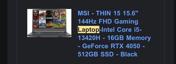 Gaming laptop