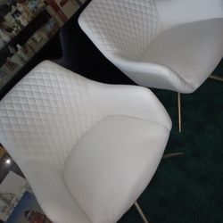 White Leather Club) Office Chairs -Near Mint