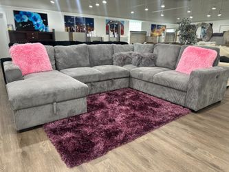 Crazy Deal 😱Beautiful Grey Pull Out Sleeper Sectional on Sale $1599