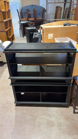 Solid Wood Well Engineered Black Media Console