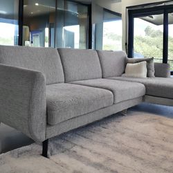 Light Gray Mid Century Modern 2pc 97” Sectional Sofa with RAF Chaise by IKEA