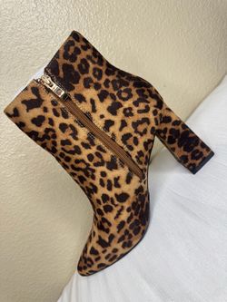 Leopard Print Heeled Ankle Boots