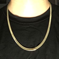 Gold Chain Herringbone Necklace 24in 6mm