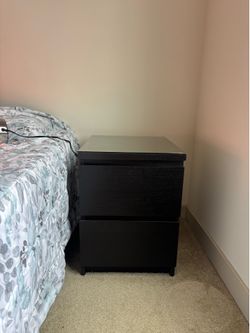 Set of 2 IKEA Malm 2-Drawer Nightstand with Glass Top