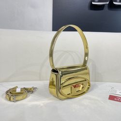 Diesel Gold Simple Brand Logo Shoulder Bag 