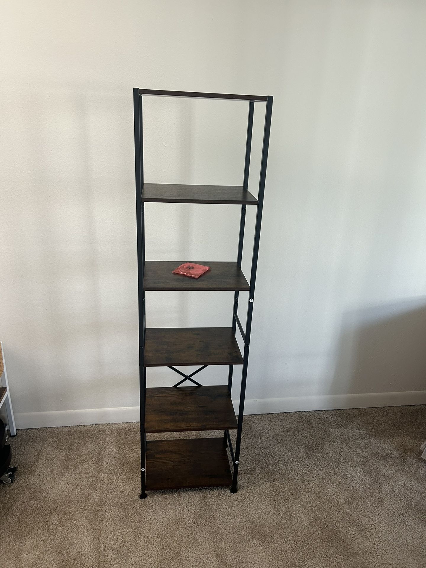 6 Tier Industrial black metal Tall Bookshelf