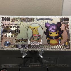 Silver Plated Cosplay Mega Altaria Pikachu (Pokémon) Banknote