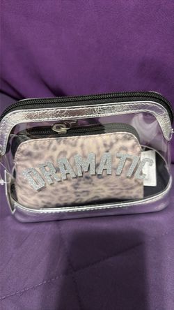 Victoria Secret Clear Cosmetic Bag Set with Leopard Pouch