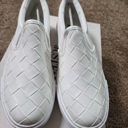 White Slip On Sneakers- Just FAB