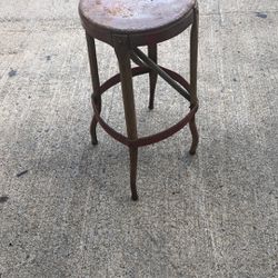 24 inch high antique metal stool chair