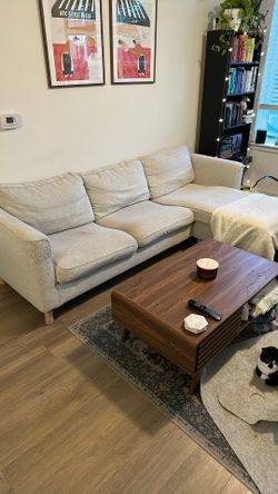 Three Seat Sofa with Chaise (IKEA, Beige)