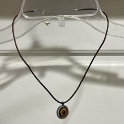 Light brown eyeball choker cord necklace