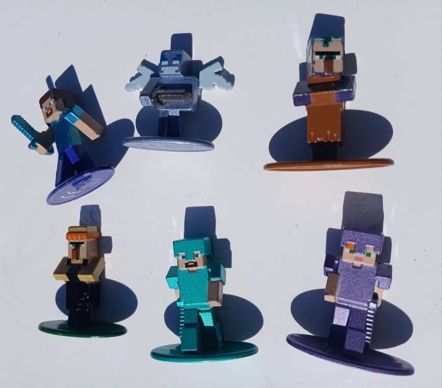 MINECRAFT DIE CAST METAL FIGS JADA TOYS LOT OF 6 MINI FIGS