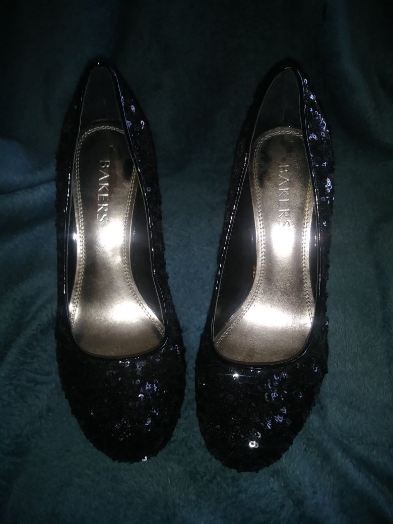 Bakers black sequin high heels. 6 1/2