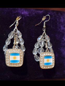 Beautiful earrings Argentinian flag known allergic post Culver City area