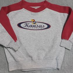 Youth Size Small Kansas Jayhawks Sweatshirt Red Grey Fan Long Sleeve Warm