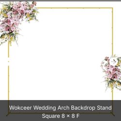 Wokceer Wedding Arch Backdrop Stand Square 8 x 8 FT Wedding Arches for Ceremony Metal Balloon Arch Frame for Wedding Birthday Party Garden Arbor Anniv