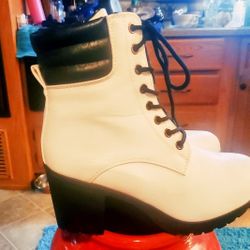 Black and White  Chunky healed Ankle Boots