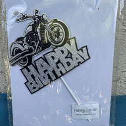 Motorcycle Happy Birthday Cake Topper