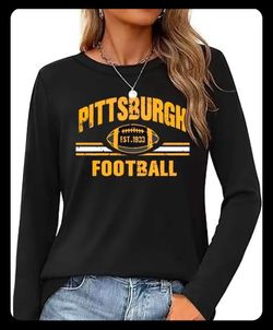 Official NFL Long Sleeve T-Shirt with Pittsburgh Steelers Football Print logo Women's Casual Round Neck Tee champions winners size large / extra large