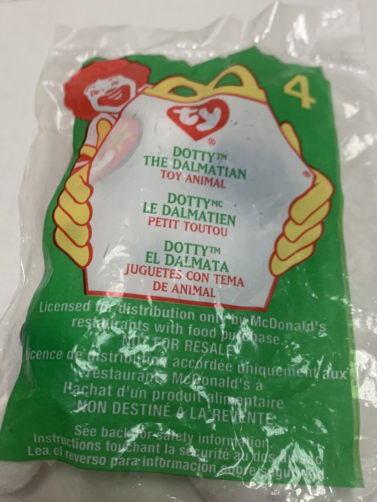 1996 McDonald’s Ty Teenie Beanie Baby Dotty The Dalmatian