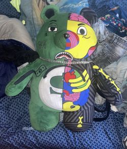 Sprayground Teddy Bear XRAY Anatomy Black Backpack Green Money Bear Bag