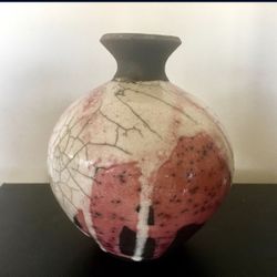 Small Ceramic / Raku Weed-pot by E. Jensen , signed