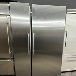 Stainless Steel Miele Built In 54” Column Fridge And Freezer Set