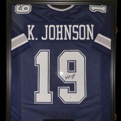 Keyshawn Johnson Framed Autographed Jersey (Beckett)