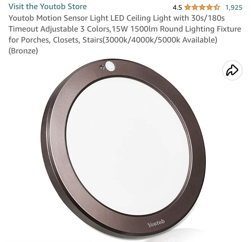 ***Brand New****Youtob Flush Mount Motion Sensor LED Ceiling Light