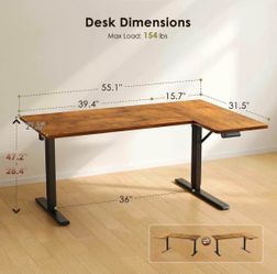 Large 55” Motorized L-Shaped Desk – NEW
