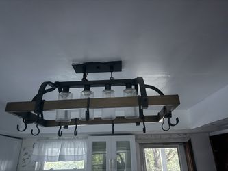 Franklin Iron Works 4-Light Pot Rack Chandelier – Farmhouse Kitchen Island Light – $225