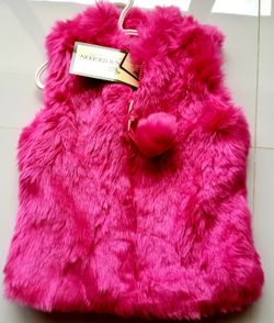 American Widge Pink Furry Vest size 5
