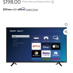 PHILLIPS  40" Roku Smart LED TV $75Obo