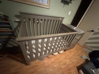 Grey Crib Changing Table Storage