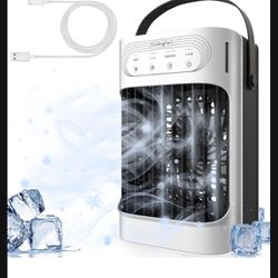 Portable Air Conditioners 800ml Water Tank 7-Color Night Light 3-Speeds 3-Level Humidify 2-8H Timer Quiet and Powerful USB Powered Mini Evaporative Ai