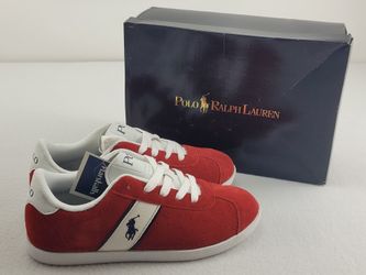 Polo Ralph Lauren Red Sprint 94415 Low Top Sneaker Suede Shoes Junior Size 4.5
