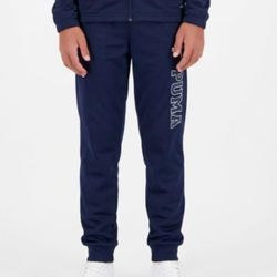 PUMA Boys Navy Blue Fleece Track Pants Varsity Logo Joggers Youth Large L 14-16
