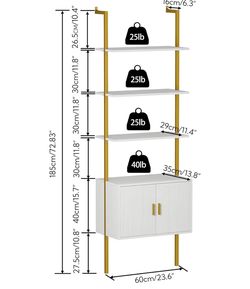 FREE GOLD AND WHITE WALL BOOK SHELF CABINET