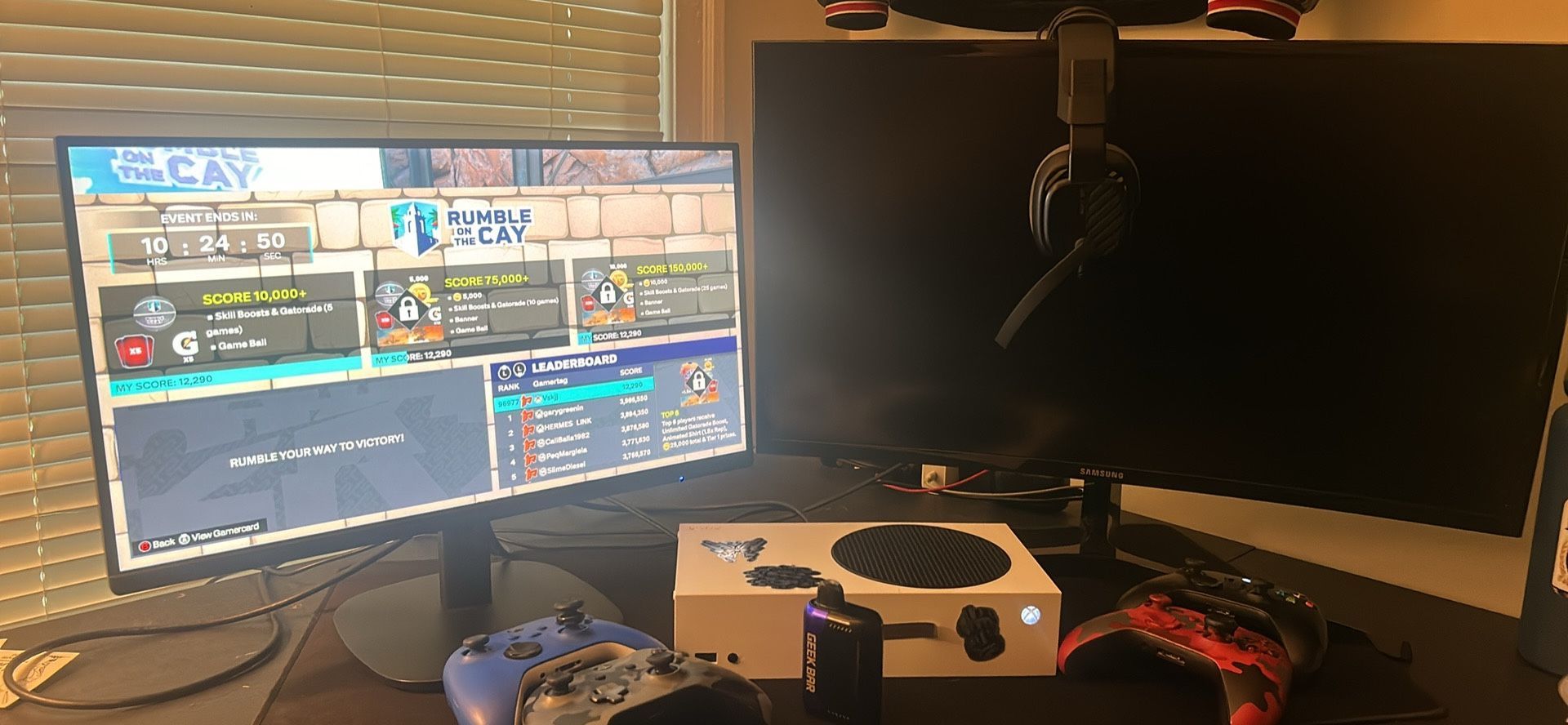 Xbox Series S/ Onn 24” Monitor/Samsung 27” Monitor/ Controller/ Headset