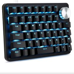 Koolertron One Handed Mechanical Gaming Keyboard with 24 Macro Keys, 45-Key Fully Programmable Mini Keypad, Mini USB Macro Keyboard with Rotating Knob