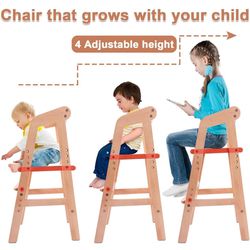 Adjustable Toddler High Chair Table Stool Child Wood 