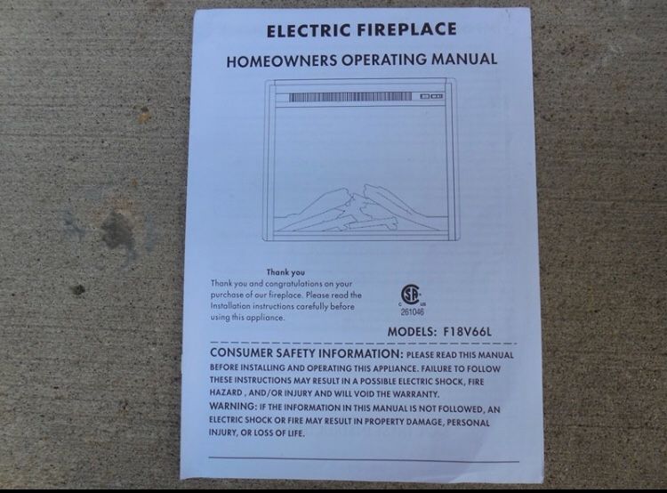New Altra 18 inch electric fireplace insert model F18V66L for Sale in