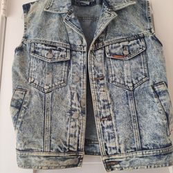 Jordache Stonewashed Denim Sleeveless Jacket