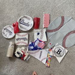 Cups/Plates/Utensils/Tablecloth, Decor, Props For Baseball Party