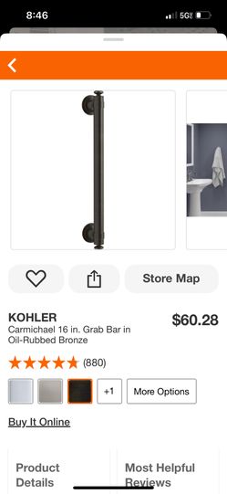 KOHLER Arsdale 16 in. Grab Bar in Oil-Rubbed Bronze