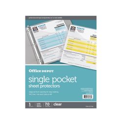 Office Depot Single Pocket Sheet Protectors, 8-1/2" x 11", Clear, 5-Pk NEW!! SEALED