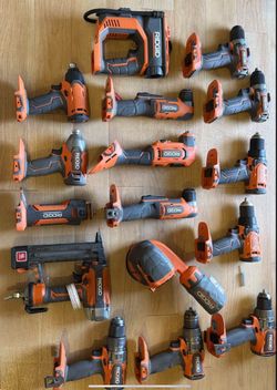 Ridgid 18v tool lot- drills, impacts, nailer, & more